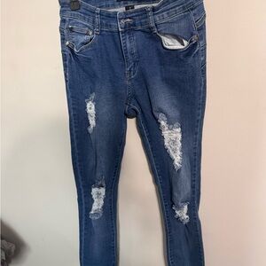 Distressed Blue Jeans